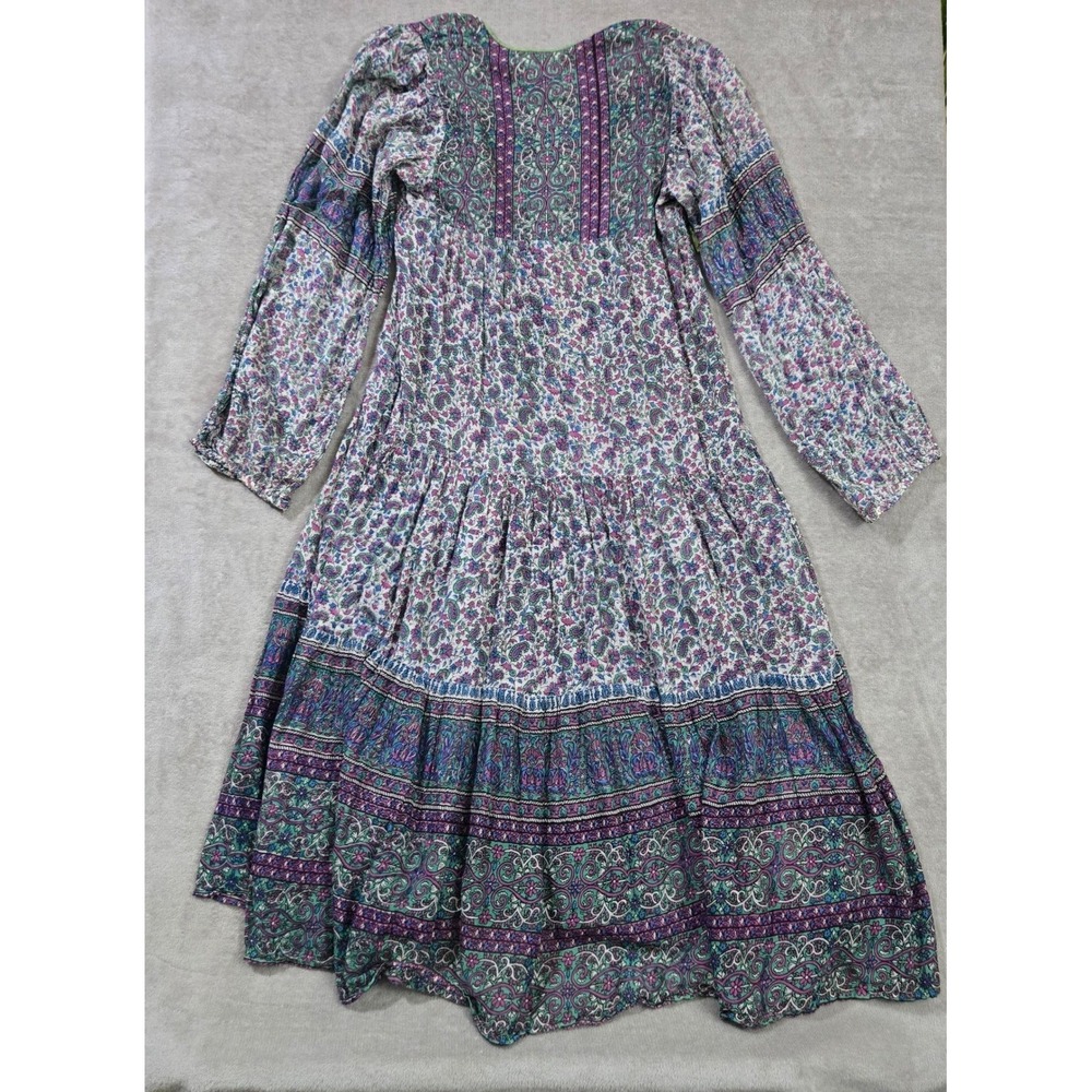 Vtg Adini Dress Tiered Small Bohemian Cottagecore Gypsy Flowy Hippie Peasant